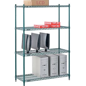 Nexel Poly-Z-Brite Wire Shelving - Green - 42 x 18 x 63 in.