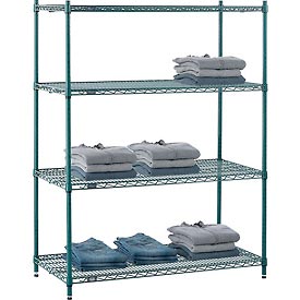 48 x 24 x 63 in. Nexel Poly-Z-Brite Wire Shelving, Green
