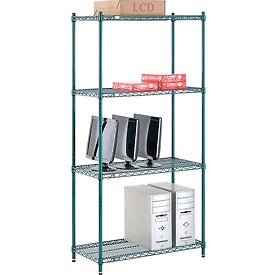 Global Industrial 18367G 36 x 18 x 74 in. Nexel Poly-Z-Brite Wire Shelving, Green
