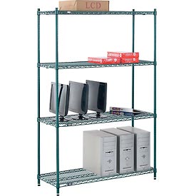 Global Industrial 18487G 48 x 18 x 74 in. Nexel Poly-Z-Brite Wire Shelving, Green