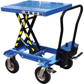 Pneumatic Tire Hydraulic Elevating Cart - Blue - Capacity 600 lbs