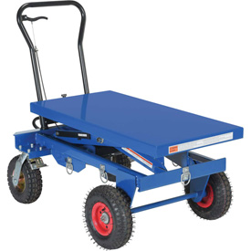 Picture of Vestil CART-PN-1500 Pneumatic Tire Hydraulic Elevating Cart&#44; Blue - Capacity 1500 lbs