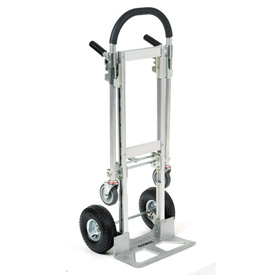 Picture of Global Industrial 241664 Best Value Junior Aluminum 2-in-1 Convertible Hand Truck with Pneumatic Wheels&#44; Gray