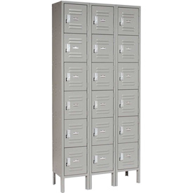 Six Tier Global Locker with 18 Door Ready to Assemble - Gray