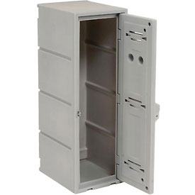 12 x 15 x 36 in. Box Plastic Locker for Double Tier with Flat Top - Gray