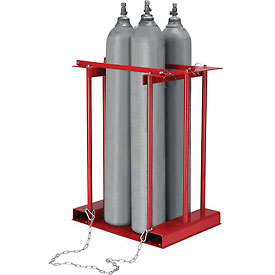 Global Industrial 270217 Forkliftable Cylinder storage Caddy with Stationary for 4 Cylinders, Red