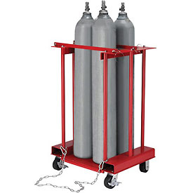 Forkliftable Cylinder Storage Caddy with Mobile for 4 Cylinders - Red