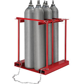 Forkliftable Cylinder storage Caddy with Stationary for 6 Cylinders - Red