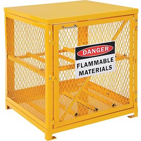 Global Industrial 5CHLO Cylinder Storage Cabinet Single Door Horizontal, Yellow - Capacity 4 lbs