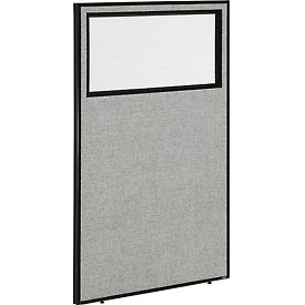 Office Partition Panel with Partial Window - Gray - 36.25 x 60 in.