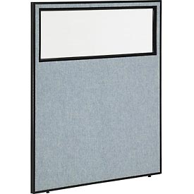 Office Partition Panel with Partial Window - Blue