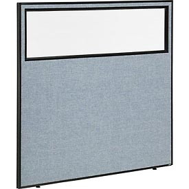 Office Partition Panel with Partial Window - Blue