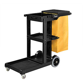 Janitor Cart - Black - 25 Gallon - Heavy-Duty Vinyl Bag