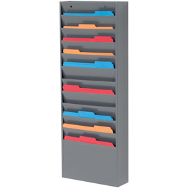 Medical Chart Hanging Wall File Holder - Gray - 11 Pockets