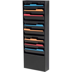 Medical Chart Hanging Wall File Holder - Black - 11 Pockets