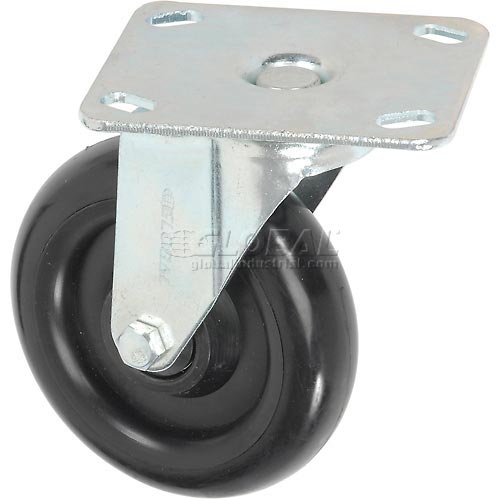 Global Industrial 6352PU Medium Duty Rigid Plate Caster with 5 in. Polyurethane Wheel - Capacity 250 lbs