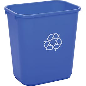 Plastic Recycling Wastebasket - Blue - 28.125 qt - Durable Design