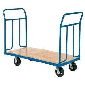 Picture of Global Industrial 241683 8 in. Wood Deck Platform Truck with Mold-On Rubber Wheels&#44; Blue - Capacity 2400 lbs