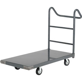 Global Industrial 952116E 60 x 30 in. Steel Deck Platform Truck for 5 in. Rubber Casters with Ergo Handle, Gray - Capacity 1400 lbs -  GLOBAL INDUSTRIES