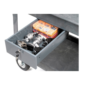 Global Industrial 606797GY Optional Locking Steel Drawer with Divider for Plastic or Steel Carts