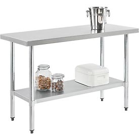 Global Industrial 319055 Stainless Steel Workbench with Undershelf, 48 x 24 in. - 18 Gauge