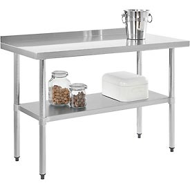 Global Industrial 319059 Stainless Steel Workbench with 2 in. Backsplash & Undershelf, 48 x 24 in.