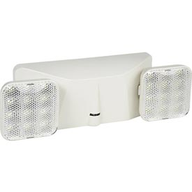 Global Industrial JLEU3 2 Head Square LED Emergency Unit with Adjustable Optics & Ni-Cad Battery Backup
