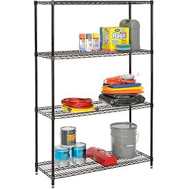 Global Industrial 183674BK Nexel Best Value Wire Shelving Unit, Black Epoxy, 36 x 18 x 74 in. - 400 lbs