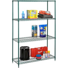 Global Industrial 183674GN Nexel Best Value Wire Shelving Unit, Green Epoxy, 36 x 18 x 74 in. - 400 lbs