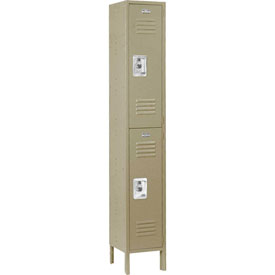 Global Industrial 968268TN Locker Double Tier - 2 Door Assembled, Tan - 12 x 18 x 36 in.