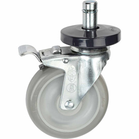 Global Industrial 585182A Nexel Stem Casters Set with 5 in. Polyurethane Wheel, 2 with Brakes, 1200 lbs - Set of 4