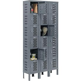 Heavy-Duty Steel Locker - Gray - Unassembled - Six Tier - Ventilated Design