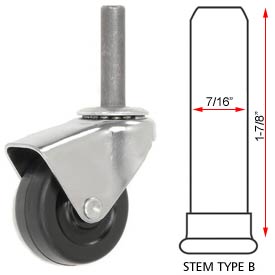 Picture of Algood Casters S7224372SR Hooded Type Series Chair Caster with Soft Rubber Wheel - Stem Type B