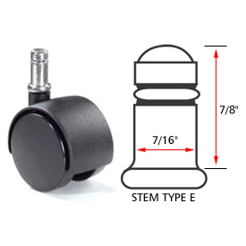 Picture of Algood Casters 3T4-437SX1 Dual Disc Series Chair Caster with Non-Locking Nylon Wheel - Stem Type E
