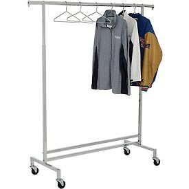 Picture of Amko Displays K43 Single Hangrail Rolling Clothes Rack - Heavy Duty Square Tubing&#44; Chrome
