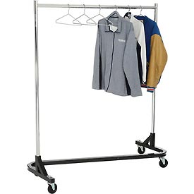 Picture of Amko Displays RZK-7 Rolling Z Rack - Heavy Duty Square Tubing - Chrome Upright & Hangrail&#44; Black Base