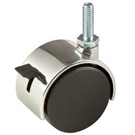 Picture of Amko Displays TW12LK 2 in. Plastic Twin Wheel Caster with Locking Brake 0.63 in. Stem&#44; Chrome Hood Black - Pack of 72