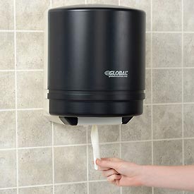 TD025501-016 Global Industrial Plastic Center Pull Paper Towel Dispenser, Smoke Gray & Beige Finish - 9 in. Roll