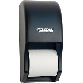 RD002801-013 Global Industrial Plastic Standard Double Toilet Tissue Dispenser, Gray - Two 5.25 in. Rolls