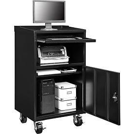 Mobile Computer Cabinet with Unassembled - Black - 27 x 24 x 49.5 in.