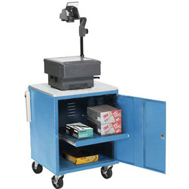Global Industrial 241659BL Blue Security Audio Visual Cart, 500 lbs
