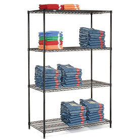 Nexel Black Epoxy Wire Shelving - Black Epoxy - 42 x 18 x 74 in.