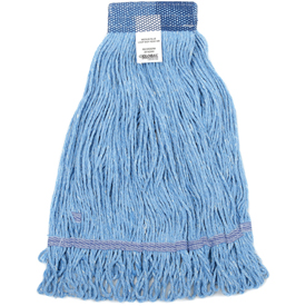 41382 Global Industrial Medium Blue Looped Mop Head, Wide Band