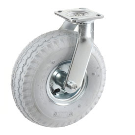 Swivel Plate Caster with 10 in. Full Pneumatic Wheel - Gray - 10 in.