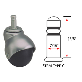 Global Industrial 2-HJ3CH Ball Series Chair Caster with Plastic Wheel - Stem Type C