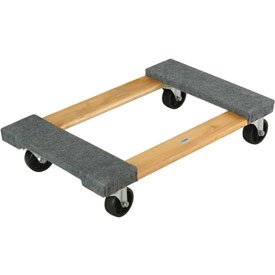 Global Industrial 585342 30 x 18 in. Hardwood Dolly with Carpeted Deck Ends, Brown - 1000 lbs
