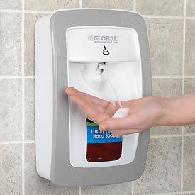 MSL09WH32GLO Global Industrial Automatic Dispenser for Foam Hand Soap & Sanitizer - White & Gray