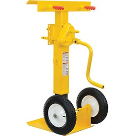 Hand Crank Trailer Jack Stand 100 - 000 lbs Static Pneumatic Wheels - Yellow