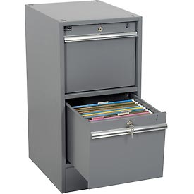 Premium 2 Drawer Pedestal with Built in Base - Gray