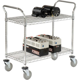 Picture of Global Industrial 188708 36 x 24 in. Nexel Wire Utility Cart&#44; Chrome - 2 Shelves - 800 lbs